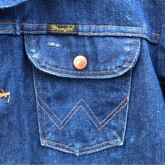 Vintage 70s Wrangler No-Fault Denims Trucker Jacket 38 L 74136NV - Picture 13 of 13